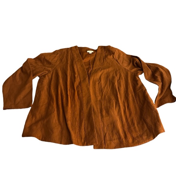 Pure Jill Textured Clip-Jacquard Jacket, Plus Size 2X. Cardamom Spice Color - Picture 3 of 11